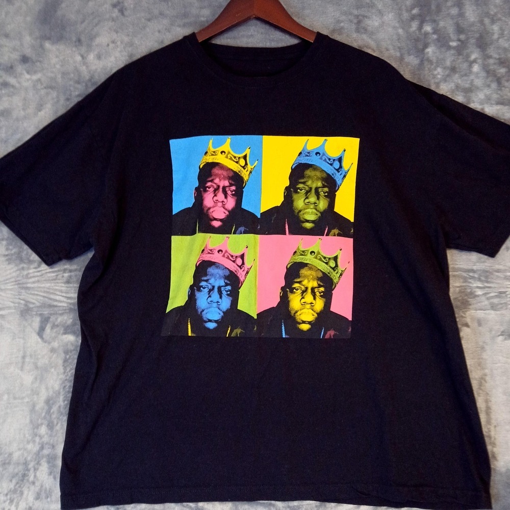 Notorious B.I.G. Shirt Mens 2XL Black Pop Art Crown Graphic Rap T-Shirt‎ Hip Hop